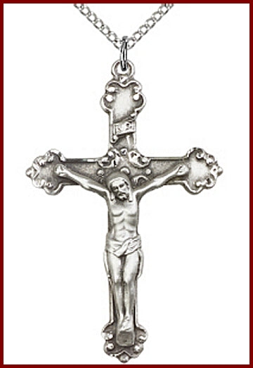 1-1/2" Sterling Silver Crucifix, Your Choice of Chain, # 23946