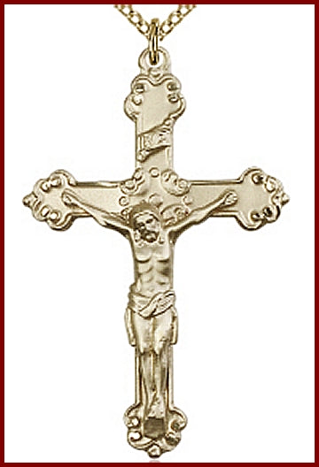 1-1/2" 14kt Gold Filled, Crucifix, Your Choice of Chain, # 23947