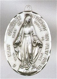 Miraculous, Oval, Dbl Row, 1-3/4", Sterling Silver, Your Choice of Chain, # 97083