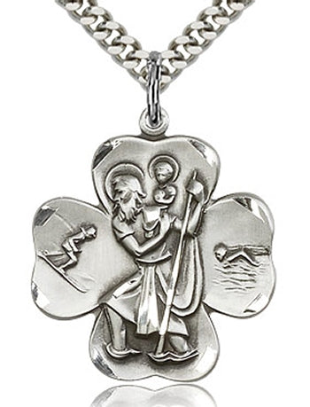 St. Christopher Sterling Sports 15/16 In. Medal, Your choice of chain # 2414