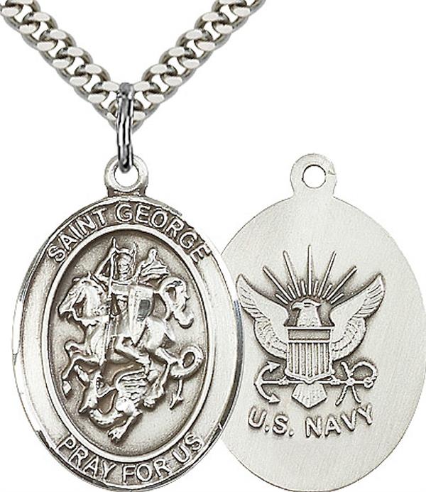 St. George / Navy Medal, 3/4" tall, Fine Pewter, Your Choice of Chain, # 2423