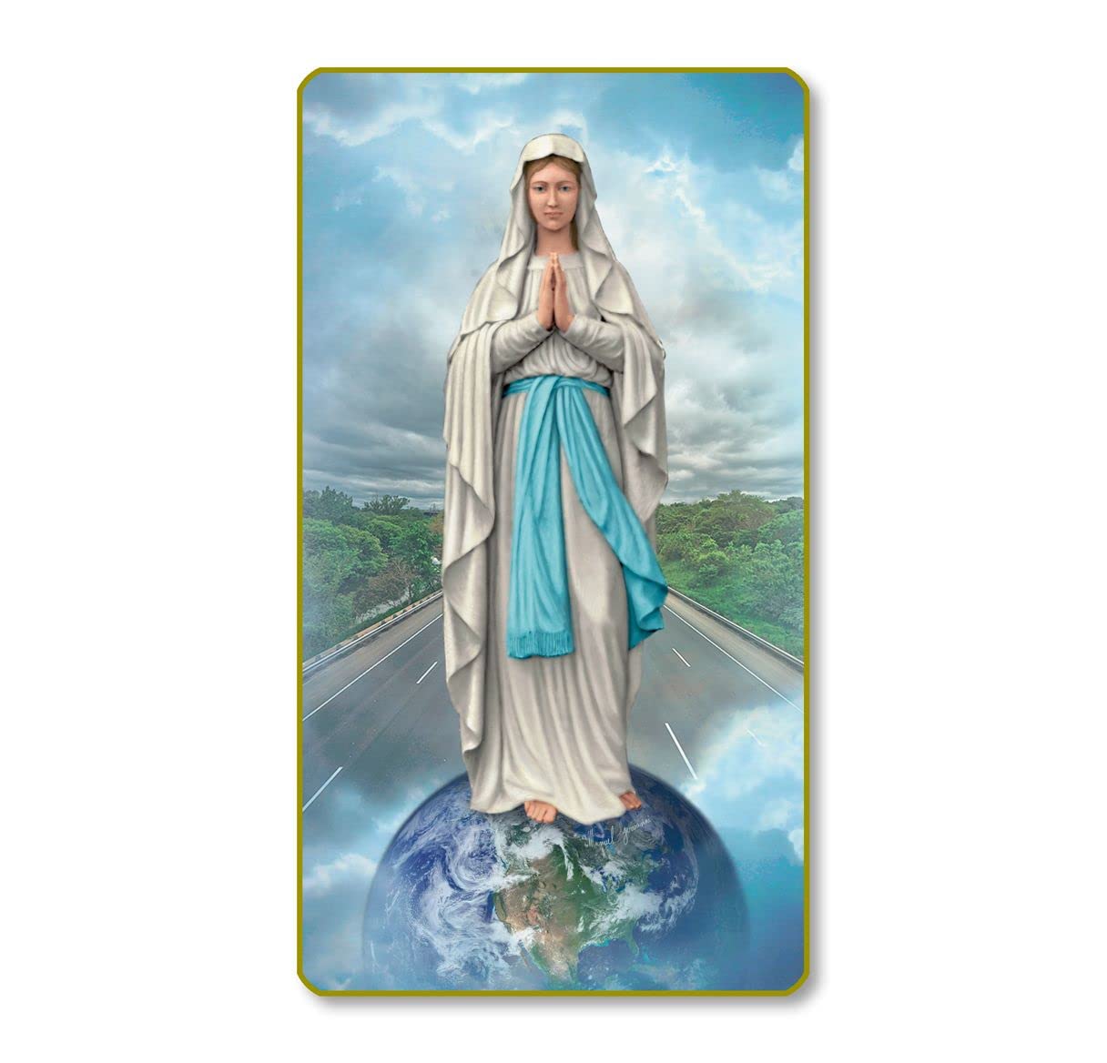 Our Lady of the Highway Italian Paper Holy Cards, 2"x4", Blank Back, 100-Pack, # 6257