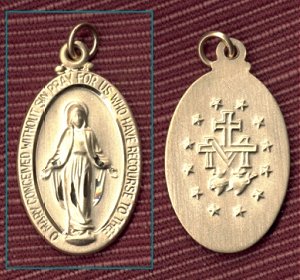 Classic Oval Miraculous Medal 1-1/8" 14kt Gold Filled, Your Choice of Chain  # 2430