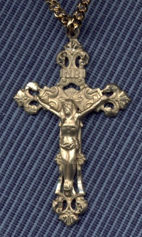 Baroque 1-7/8" 14kt Gold Filled, Crucifix, Your Choice of Chain, # 2434