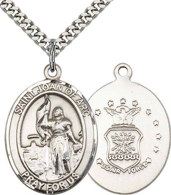 St. Joan of Arc Air Force Medal, 1" tall, Fine Pewter, Your Choice of Chain, # 2443