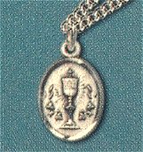 First Communion Cup 1/2" Medal 14kt Gold Filled, Your Choice of Chain, # 24679