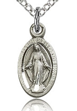 Miraculous Medal 7/16", Sterling Silver, Your Choice of Chain, # 24746