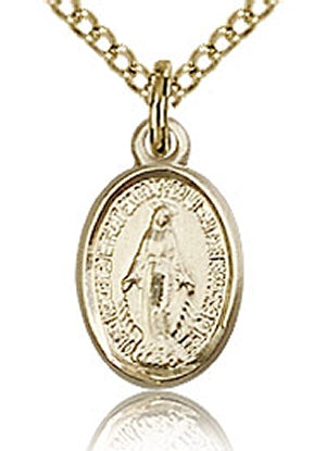 1/2" Miraculous Medal 14kt Gold Filled, Your Choice of Chain, # 24749