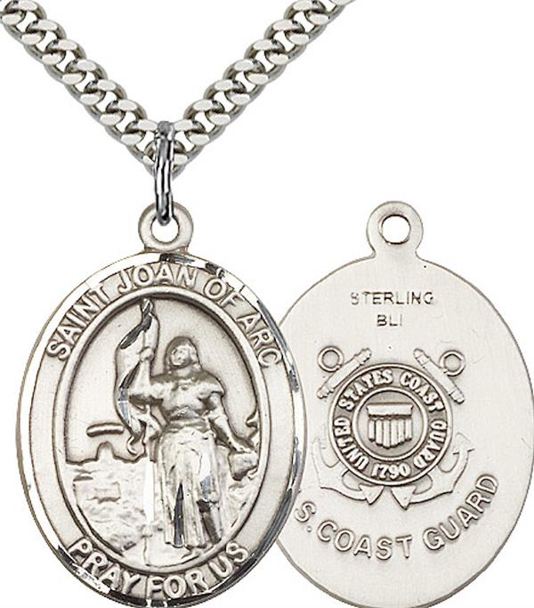 St. Joan of Arc Coast Guard Medal, 3/4" tall, Sterling Silver, Your Choice of Chain, # 2480