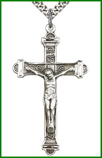 1-7/8" Sterling Silver Crucifix, Your Choice of Chain, # 24773