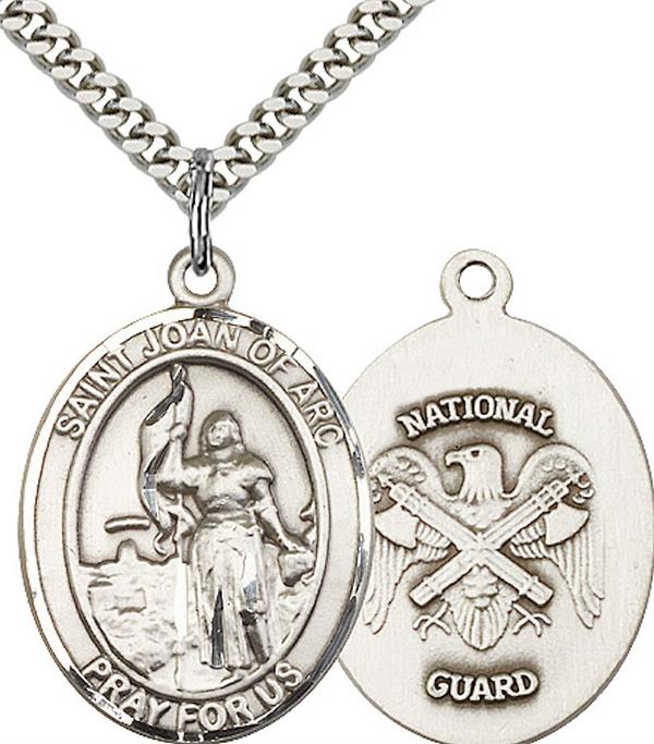 St. Joan of Arc National Guard Medal, 3/4" tall, Fine Pewter, Your Choice of Chain, # 2518