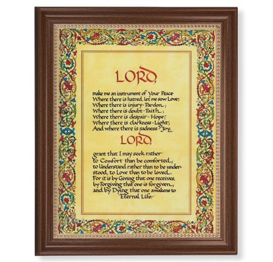 The Lord's Prayer Picture, 13-1/2"x16-9/16 Walnut Finish Frame with Gold Beaded Lip, Textured Italian Print # 25231