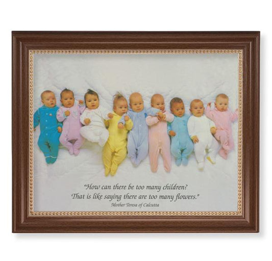 St. Teresa of Calcutta Quote Picture, 13-1/2"x16-9/16 Walnut Finish Frame with Gold Beaded Lip, Textured Italian Print # 25232