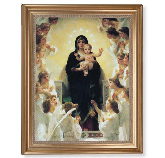 Bouguereau: Quen of The Angels Picture, 13-1/2"x16-9/16 Gold-Leaf Fluted Frame with Beaded Lip, Textured Italian Print # 25274