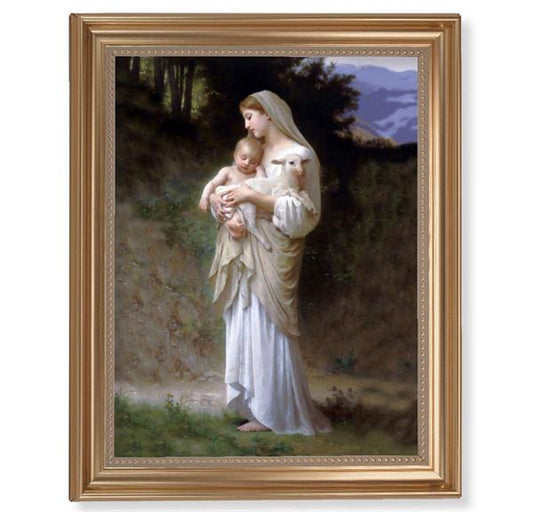 Bouguereau: Divine Innocence Picture, 13-1/2"x16-9/16 Gold-Leaf Fluted Frame with Beaded Lip, Textured Italian Print # 25275