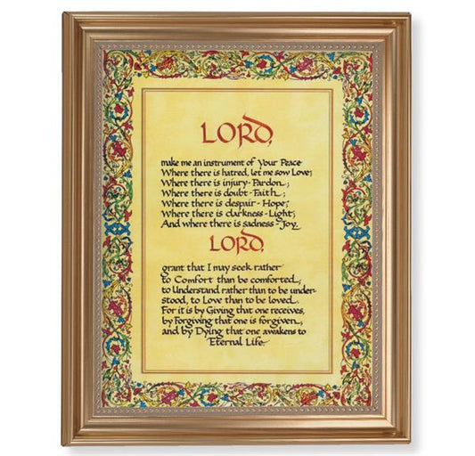 The Lord's Prayer Picture, 13-1/2"x16-9/16 Gold-Leaf Fluted Frame with Beaded Lip, Textured Italian Print # 25326