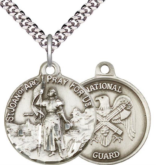 St. Joan of Arc National Guard Medal, 13/16" dia., Fine Pewter, Your Choice of Chain, # 2539