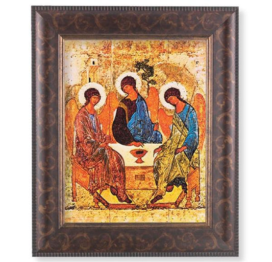 The Holy Trinity Picture, 11-1/4"x13-1/4, Antique Gold & Espresso Frame, Italian Print Under Glass # 25802