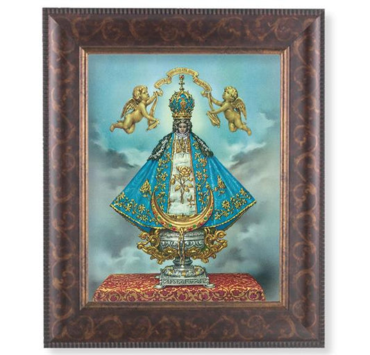 Virgen de San Juan Picture, 11-1/4"x13-1/4, Antique Gold & Espresso Frame, Italian Print Under Glass # 25858