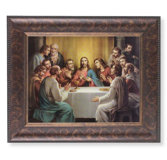 Last Supper Picture, 11-1/4"x13-1/4, Antique Gold & Espresso Frame, Italian Print Under Glass # 25878