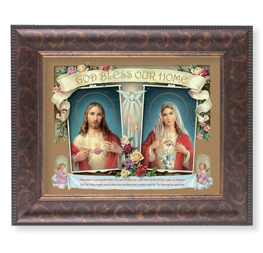 God Bless Our Home Picture, 11-1/4"x13-1/4, Antique Gold & Espresso Frame, Italian Print Under Glass # 25880