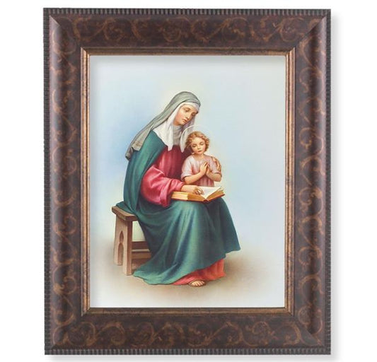 St. Anne Picture, 11-1/4"x13-1/4, Antique Gold & Espresso Frame, Italian Print Under Glass # 25894