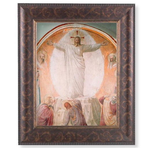 Transfiguration of Christ Picture, 11-1/4"x13-1/4, Antique Gold & Espresso Frame, Italian Print Under Glass # 25906