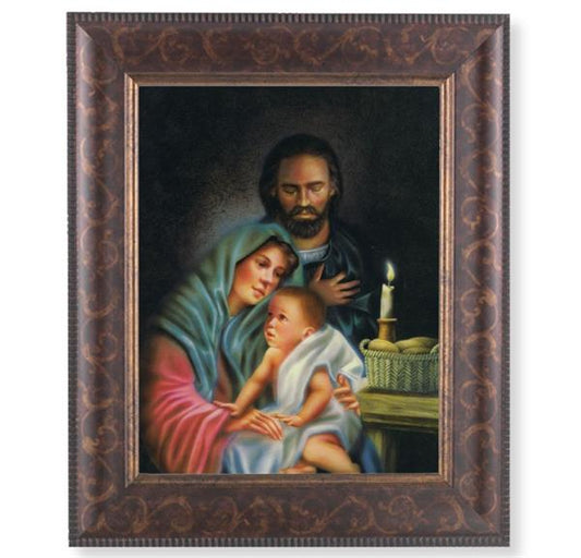 The Holy Family Picture, 11-1/4"x13-1/4, Antique Gold & Espresso Frame, Italian Print Under Glass # 25927