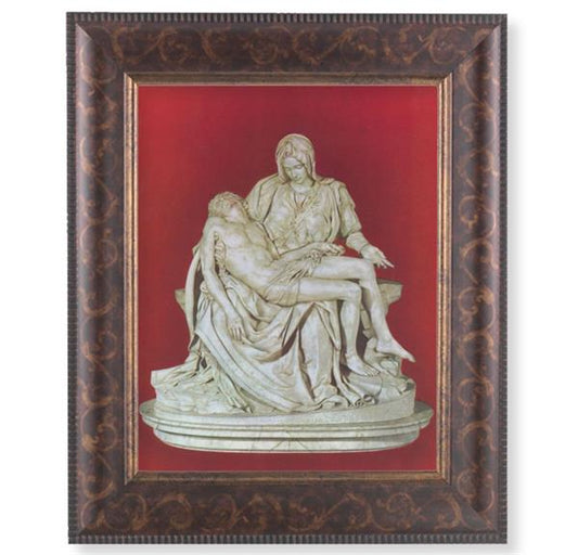 The Pieta Picture, 11-1/4"x13-1/4, Antique Gold & Espresso Frame, Italian Print Under Glass # 25933