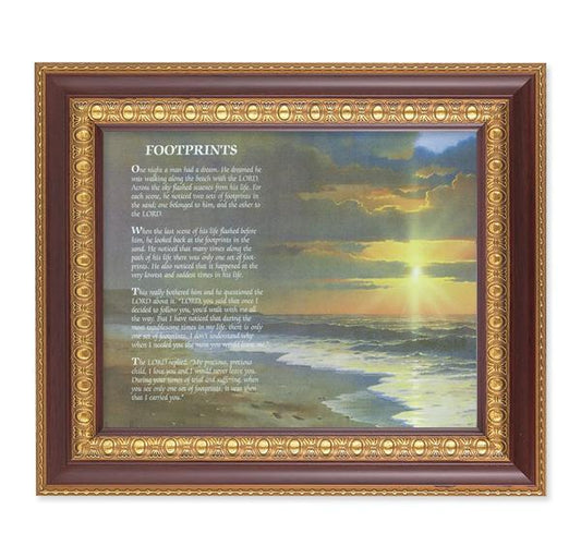 Footprints, 11-1/2"x13-1/2, Cherry Finish with Gold Egg & Dart Frame, Italian Print Under Glass # 25977
