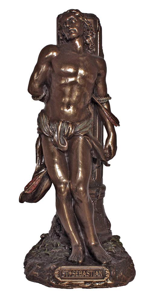 8" St. Sebastian Statue, Cold Cast Bronze, # 93560