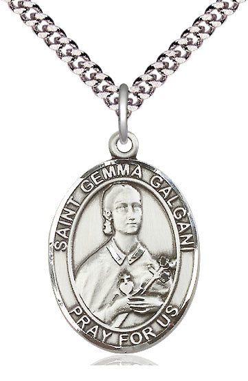St. Gemma Galgani Medal, Sterling Silver, 3/4", 18" Chain, # 26008-sale