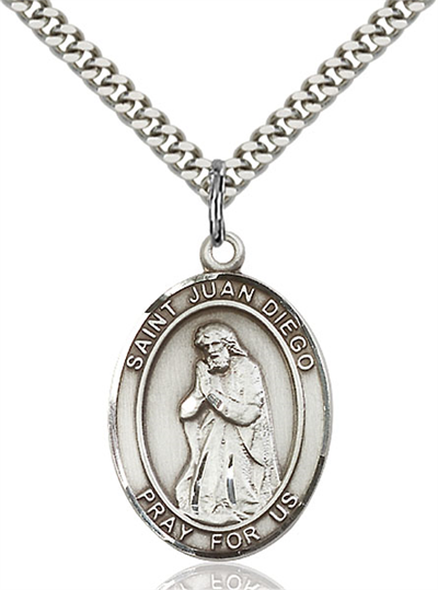 1"x3/4" Sterling Silver St. Juan Diego Medal, Your Choice of Chain, # 26043