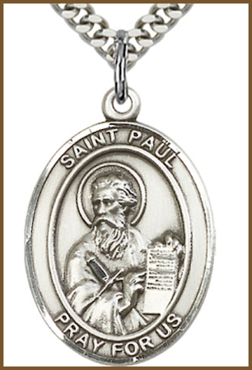 1"x3/4" Sterling Silver St. Paul the Apostle Medal, Your Choice of Chain, # 26077