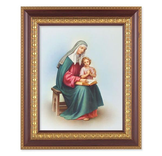 St. Anne, 11-1/2"x13-1/2, Cherry Finish with Gold Egg & Dart Frame, Italian Print Under Glass # 26095