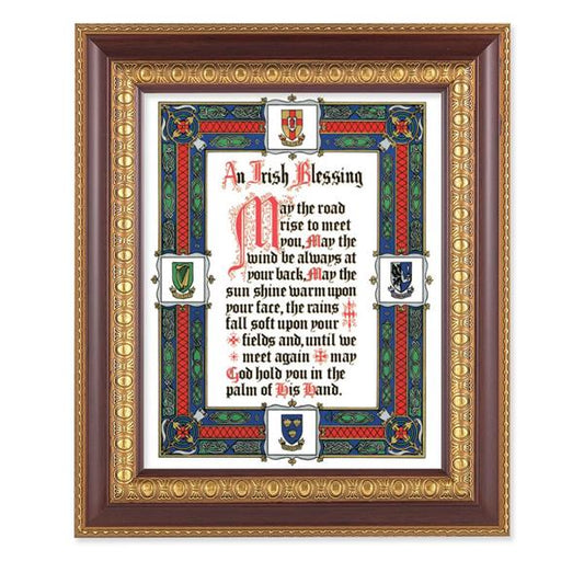 Irish Blessing, 11-1/2"x13-1/2, Cherry Finish with Gold Egg & Dart Frame, Italian Print Under Glass # 26099