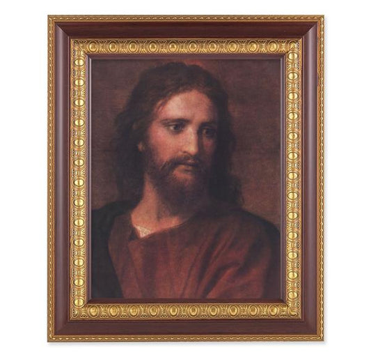 Hofmann: Christ at 33 Picture, 11-1/2"x13-1/2, Cherry Finish with Gold Egg & Dart Frame, Italian Print Under Glass # 26139