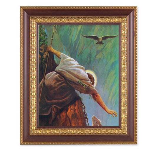 Hook: The Lost Sheep Picture, 11-1/2"x13-1/2, Cherry Finish with Gold Egg & Dart Frame, Italian Print Under Glass # 26153