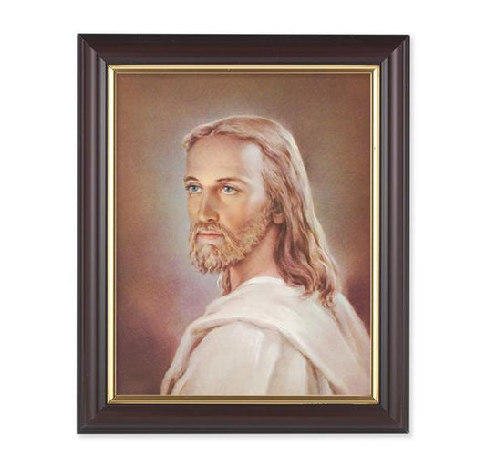 Head of Christ, 10"x12", Classic Fluted Walnut Finished Frame, Italian Print Under Glass # 26178
