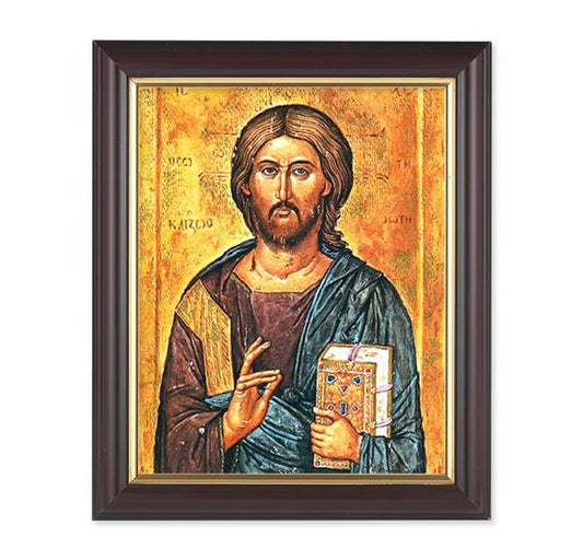 Christ The Teacher, 10"x12", Classic Fluted Walnut Finished Frame, Italian Print Under Glass # 26181