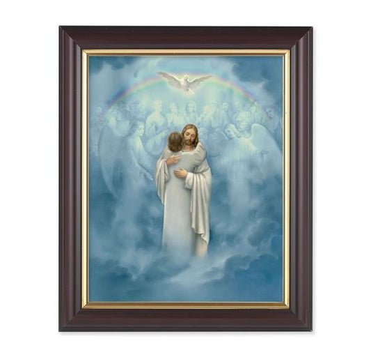 Christ Welcoming Home, 10"x12", Classic Fluted Walnut Finished Frame, Italian Print Under Glass # 26184