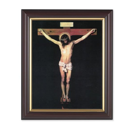The Crucifixion, 10"x12", Classic Fluted Walnut Finished Frame, Italian Print Under Glass # 26192