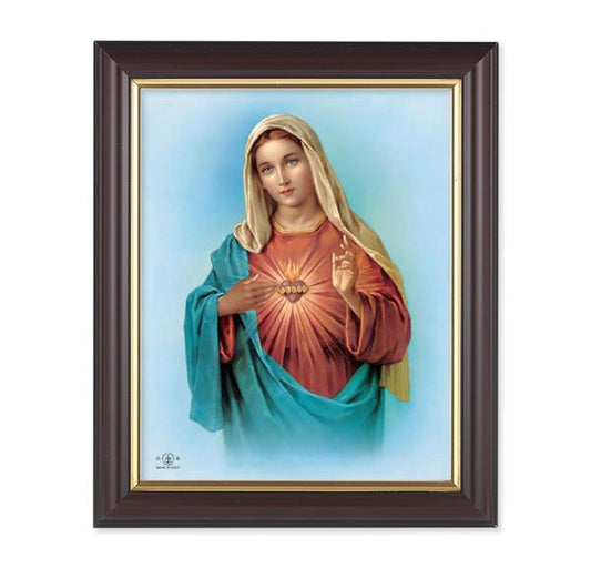 Immaculate Heart of Mary, 10"x12", Classic Fluted Walnut Finished Frame, Italian Print Under Glass # 26198