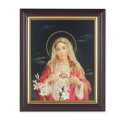 Immaculate Heart of Mary, 10"x12", Classic Fluted Walnut Finished Frame, Italian Print Under Glass # 26203