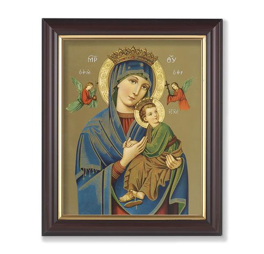 Our Lady of Perpetual Help, 10"x12", Classic Fluted Walnut Finished Frame, Italian Print Under Glass # 26205