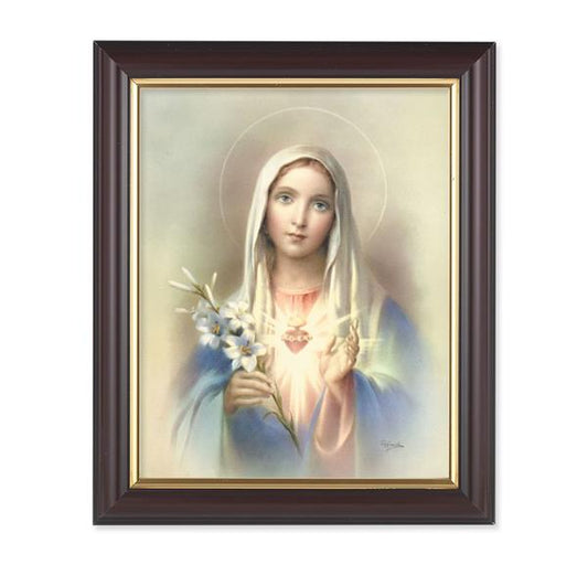 Immaculate Heart of Mary, 10"x12", Classic Fluted Walnut Finished Frame, Italian Print Under Glass # 26208