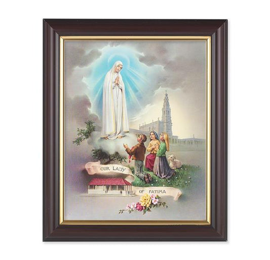 Our Lady of Fatima, 10"x12", Classic Fluted Walnut Finished Frame, Italian Print Under Glass # 26209