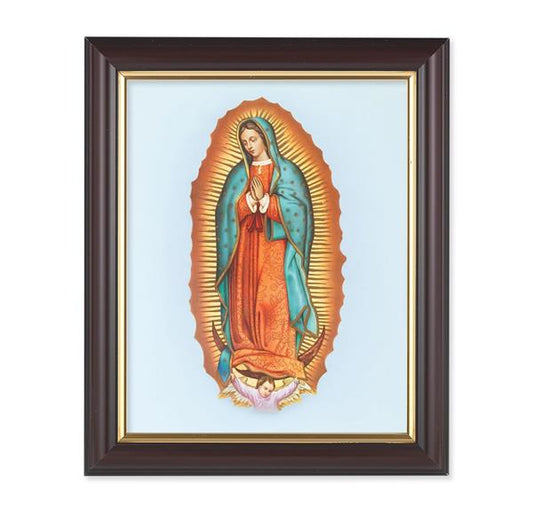 Our Lady of Guadalupe, 10"x12", Classic Fluted Walnut Finished Frame, Italian Print Under Glass # 26215
