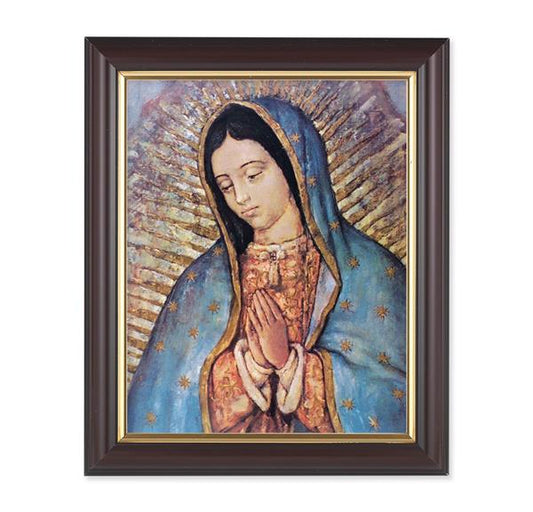 Our Lady of Guadalupe, 10"x12", Classic Fluted Walnut Finished Frame, Italian Print Under Glass # 26218