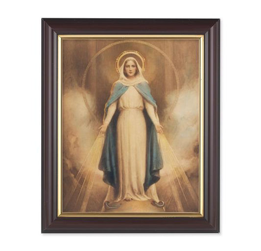 Chambers: Miraculous Mary, 10"x12", Classic Fluted Walnut Finished Frame, Italian Print Under Glass # 26238